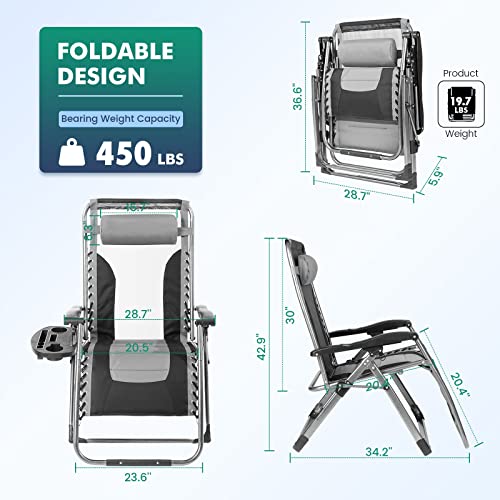 Leteuke Zero Gravity Chair, Oversized Padded Zero Gravity Recliner Lounge Chair With Removable Headrest & Tray, Xl Patio Lounge Chair Outdoor Recliner #TOP2