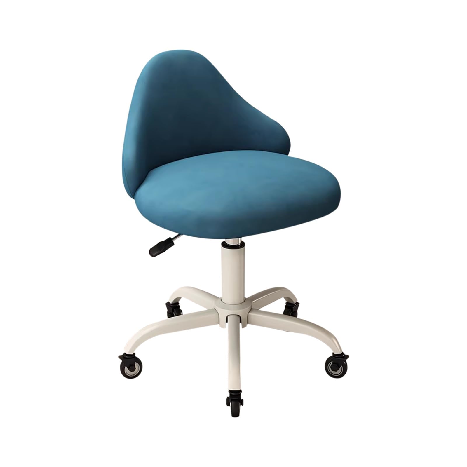 Rollhocker mit Lehne Höhenverstellbar 47-64cm Hocker mit Rollen Bis 150kg Weich Gepolsterter Sitz Drehhocker für Salon Spa und Haushalt(Blue)
