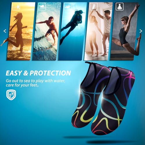 Image of SIMARI Water Shoes for Women Men Swim Aqua Socks Beach Pool Essentials Barefoot Surf River Boat Kayak Sea Yoga Sand Exercise Sport Accessories Breathable Quick-Dry Adult Youth Kid Size SWS001
