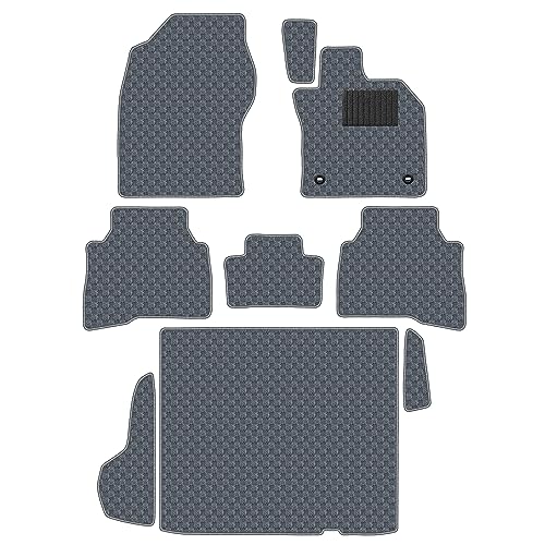 Aviles 新型 プリウス 60系 フロアマット + ラゲッジマット【16色から選択】(HV・Z/Gスペアタイヤあり車用,14:ドット × グレー)