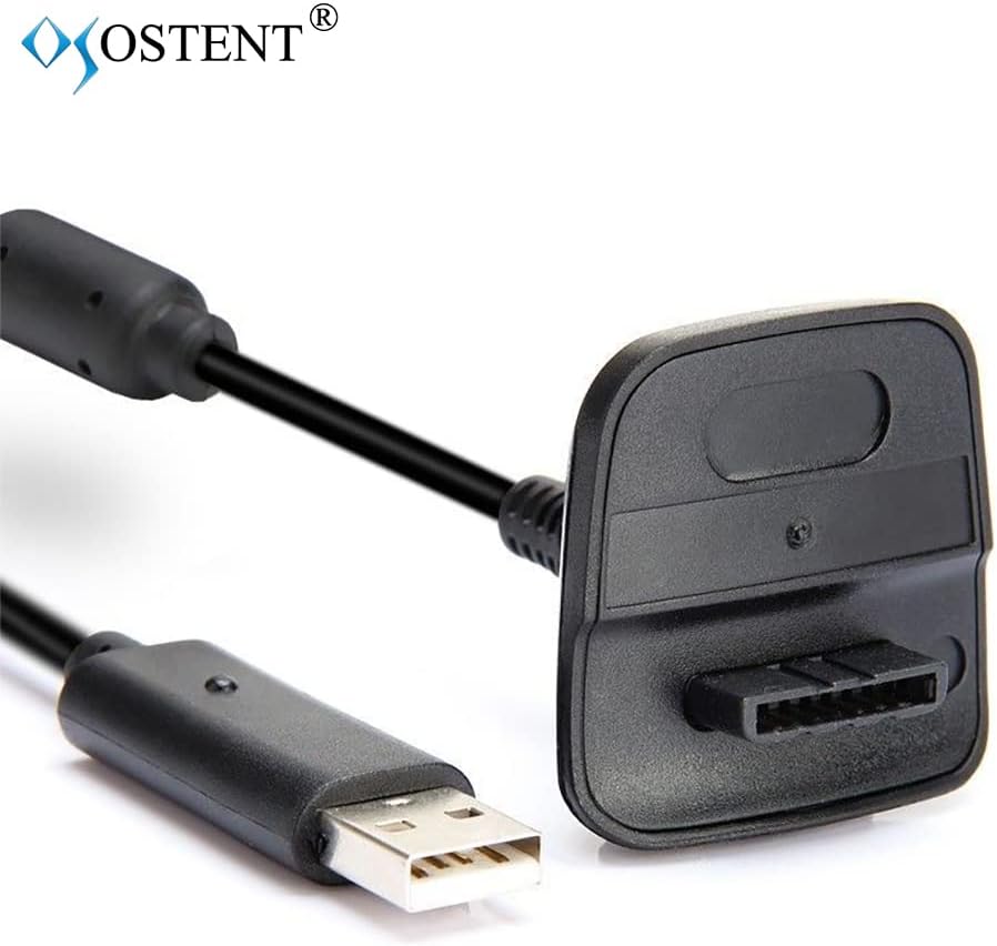 OSTENT 2 in 1 Wireless Controller Play and Charger USB Cable for Microsoft Xbox 360 Color Black