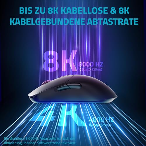 V200PRO Mouse da gioco wireless 2,4 GHz ad alte prestazioni con sensore ottico da 26000 DPI, accelerazione 50 G, 650 IPS, durata della batteria fino a 160 ore, PC/Mac - Nero - Mouse gaming - Immagine 2