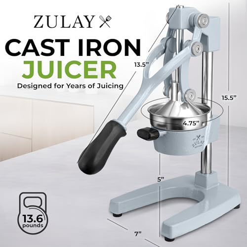 Image of Zulay Kitchen Cast Iron Juicer - Easy-to-Clean Heavy-Duty Manual Juicer, Professional Citrus Juicer - Stainless Steel Lemon Squeezer - Manual Citrus Press & Orange Squeezer - Orange Juicer