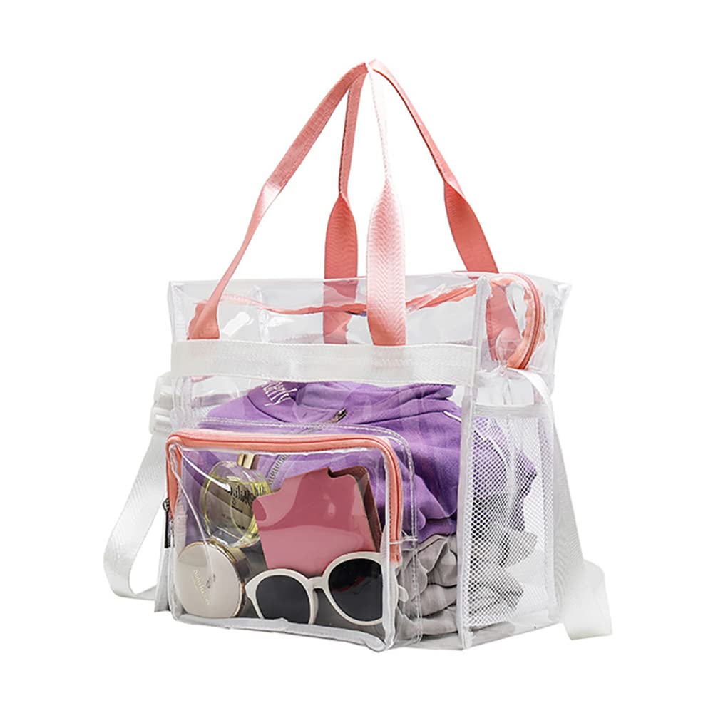 MULTIONS Bolsa grande transparente transparente para mujer, bolsa de aseo impermeable, bolsa de seguridad para trabajo, bolsa de hombro para estadio, trabajo, playa