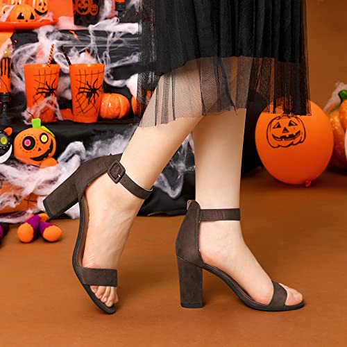 Image of Allegra K Women's Open Toe Chunky High Heel Buckle Ankle Strap Sandals