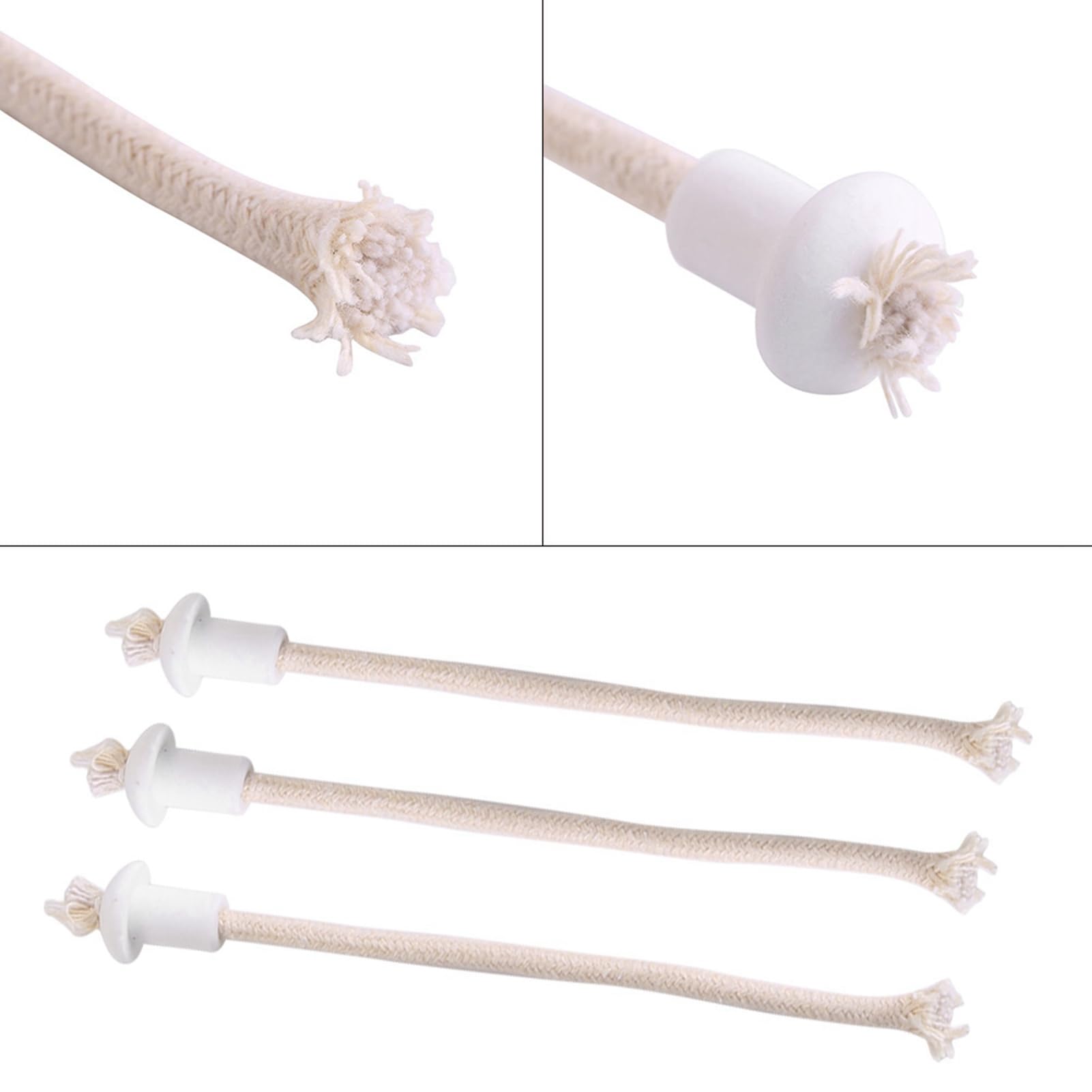 7-Pack Ceramic Oil Lamp Wicks – With Holders For Wine Bottle Torch Lamps, 7.3" Long, White
