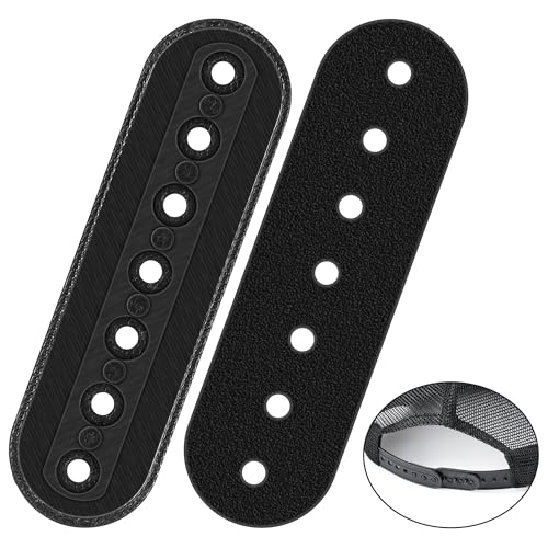Dunkive 2 Pack Hat Extender Hat Size Extension Accessories Made of 3D Printed Holes Adjustable Cap Half Size Extender Hats Snap Buckle Replacement for Caps Repairing Black