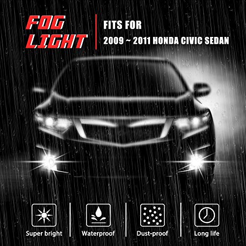 Driving Fog Lights Lamps Replacement for Honda Civic Sedan 2009 2010 2011 with H11 12V 55W Halogen Bulbs - Switch and Wiring Kit (Clear Lens) - Image 4