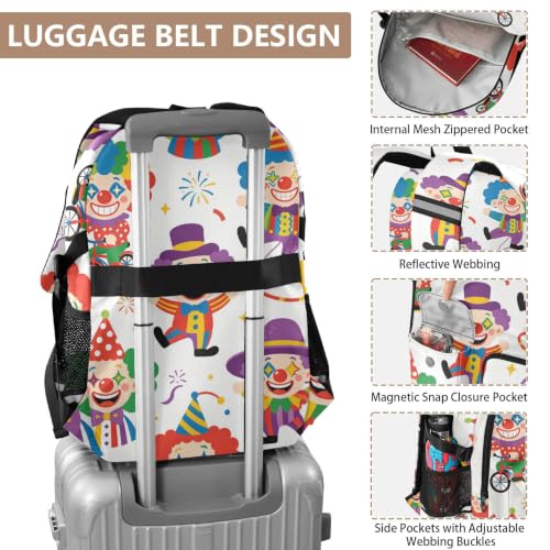 Mochila para equipaje de 17.5 pulgadas con estampado de payaso multicolor 4