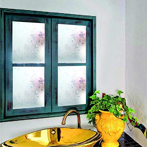 Image of ELTON 3D Vinyl Heat Control Anti UV Window Privacy Self Adhesive Decorative Film for Bathroom Door (White Small Flower, 24 x 36 Inches)
