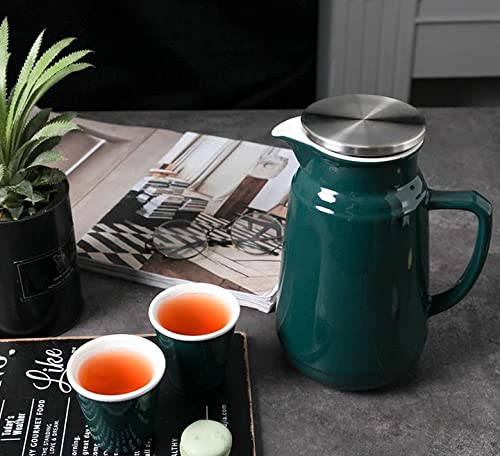 WSSSH Jarras Jarras de Bebidas Jarra de cerámica Simple Hervidor frío con asa y Tapa Tetera de Gran Capacidad (50.7 oz… - Imagen 5