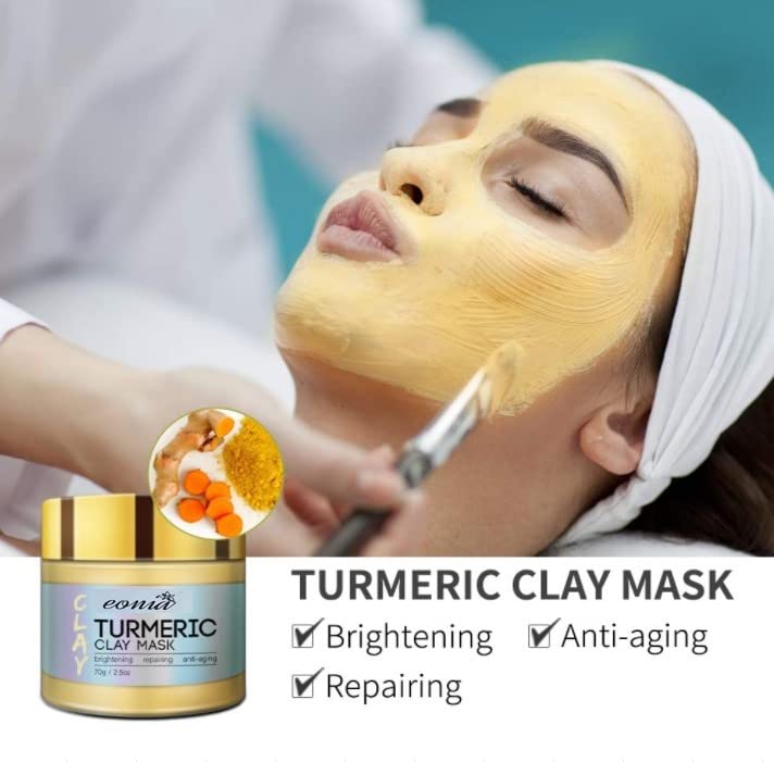 Miniatura 5 de Eonia Máscara de arcilla de cúrcuma, máscara de arcilla desintoxicante de té verde, máscara de barro de minerales del mar muerto, juego de máscara