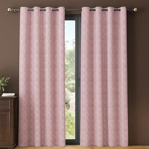 Image of Yellow Weaves 1 Pc Jacquard Oval Eyelet Long Door Curtain - Perfect for Home, Office, Bedroom, Living Room & Balcony - 9 Feet (Dusty Pink)