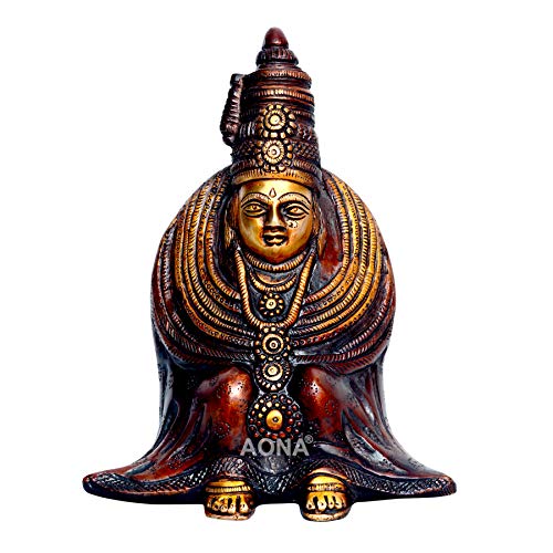 Image of AONA Tulja maa Goddess Brass Handicraft Brown Height 7.5 Inches