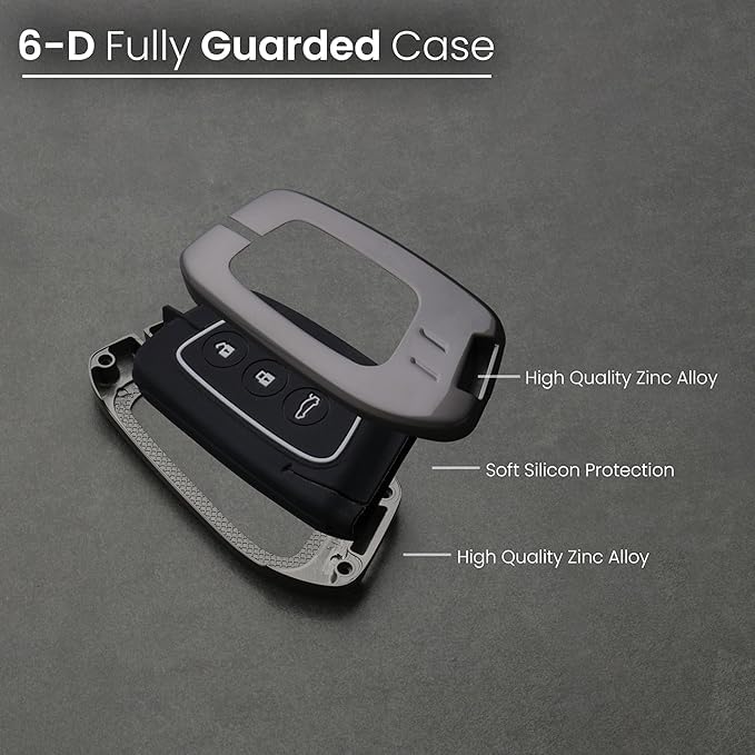 Image of BKN Premium Metal Silicon Key Cover Compatible for MG HECTOR, COMET EV, HECTOR PLUS, ASTOR, GLOSTER AND ZS EV 3 BUTTON | Full Protections Special Feature Visible in Low-Light Conditions