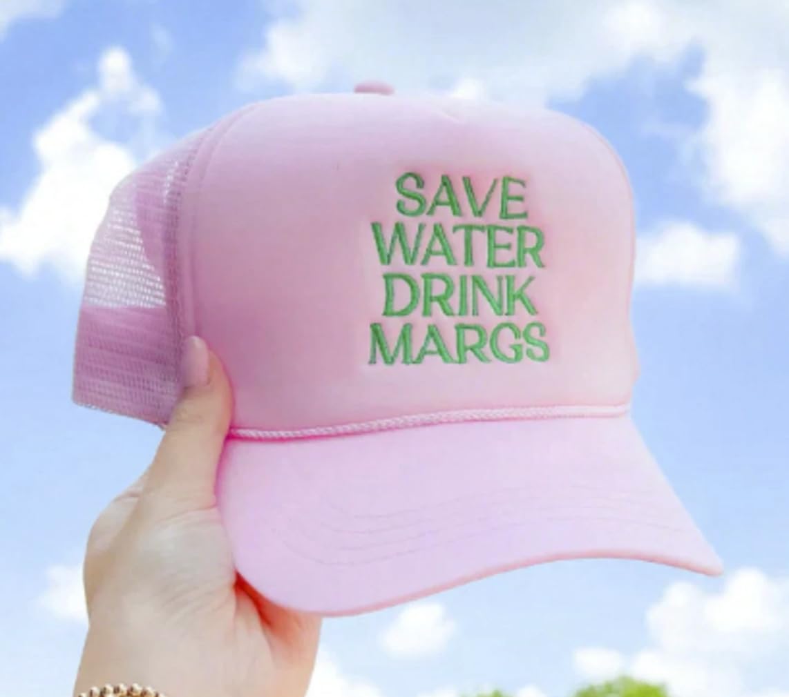 Save Water Drink Margs Trucker Hat | Margarita Tequila Drinking Hat | Foam Snapback Hat for Men & Women (US, Alpha, One Size, White)