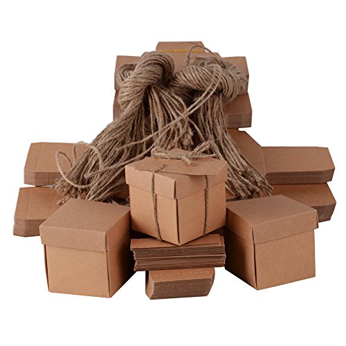 100pz Scatoline Carta Kraft Etichette Spago