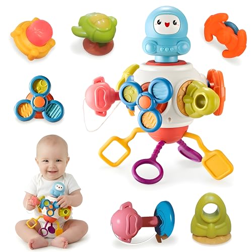 Image of Cable World Montessori 8-in-1 Baby Activity Cube Toy for Kids| Sensory Learning & Motor Skill Development Toy | Spinner, Pull String & Rotating Astronaut | Hanging Travel Toy for Babies & Toddlers