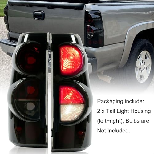 Image of MOCW Tail Light Compatible With 1999-2006 Chevy Silverado 1500 2500 3500 2007 Classic,1999-2002 GMC Sierra 1500 2500 3500 Taillight Housing Replacement Left Driver & Right Passenger Side, Black /Smoke