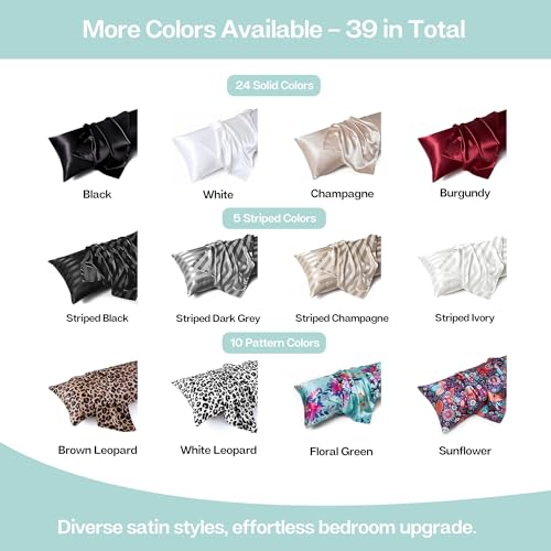 Image of MR&HM Satin Body Pillow Cover, Soft and Breathable Body Pillow Case with Envelope Closure, Cooling and Silky Long Pillowcase for Hair and Skin,Grey (20x54, Turquoise)