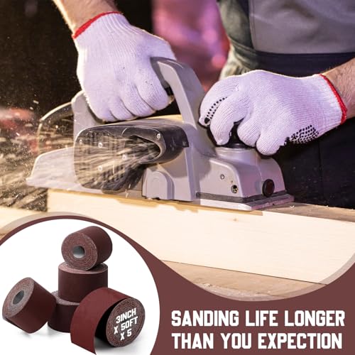 Image of 250ft 3 inch Wide Drum Sander Emery Cloth Roll 80 150 240 320 400 Grits | 5 Rolls, Each Roll 50 Ft, Aluminum Oxide for Drum Sander, Cuttable for Metal Wood Furniture Polishing Woodworker