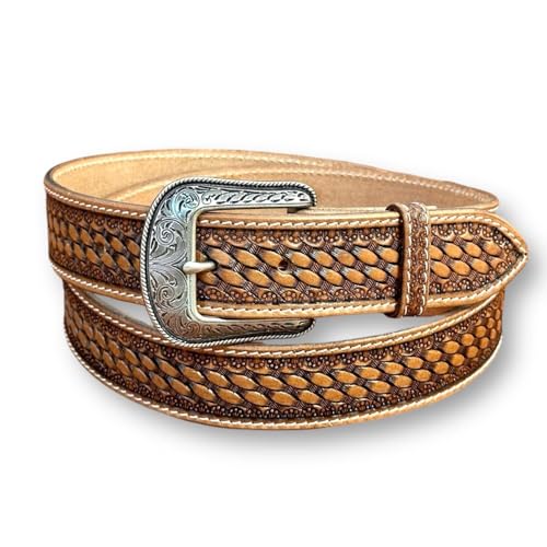 DANIEL'S ARTPLANET Western Belt for Men Full Grain One Piece Leather With Buckle Engraved Handmade Tooled 1.5”