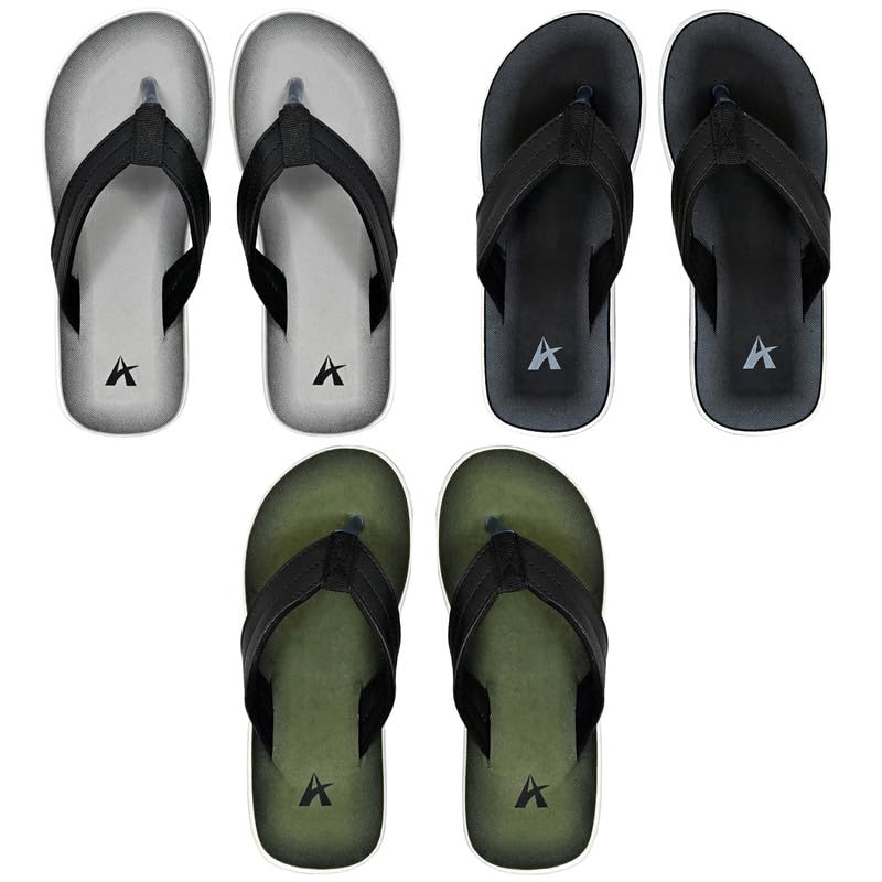 ALTEK Mens Rubber Eva Lining Anti Skid Fashionable Casual Combos 3 Slippers For Boys (Color:- Grey Green Black, Size:-12) (B0DGT96S3T) Amazon Price History, Amazon Price Tracker