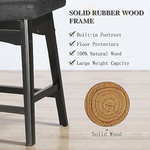 Image of PHI VILLA Counter Height Bar Stools Set of 4, Solid Wood Barstools