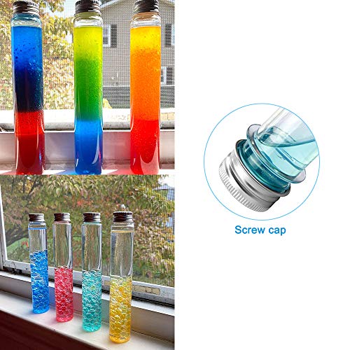 18 Pack 110ml Clear Plastic Test Tubes with Screw Caps,Flat-Bottomed Candy Tubes for Bath Salts,Gumball,Nuts Storage,Wedding,Science Party,Home Decor,34x150mm