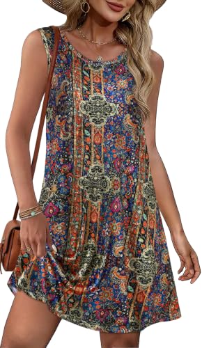 Image of JOLIGAL Womens Summer Dresses Casual Sleeveless Tshirt Sundress Beach Cover Up with Pockets Loose Tank Dress 2026
