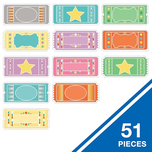 Image of Carson Dellosa - Up & Away Tickets Colorful Cut-Outs, Classroom Decor, 51 Pieces