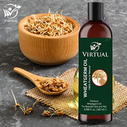 Image of VIRTUAL 100% Pure WheatGerm Oil For Hair, Skin Care, Cold Pressed Natural Oil (180ml)-Pack of 2