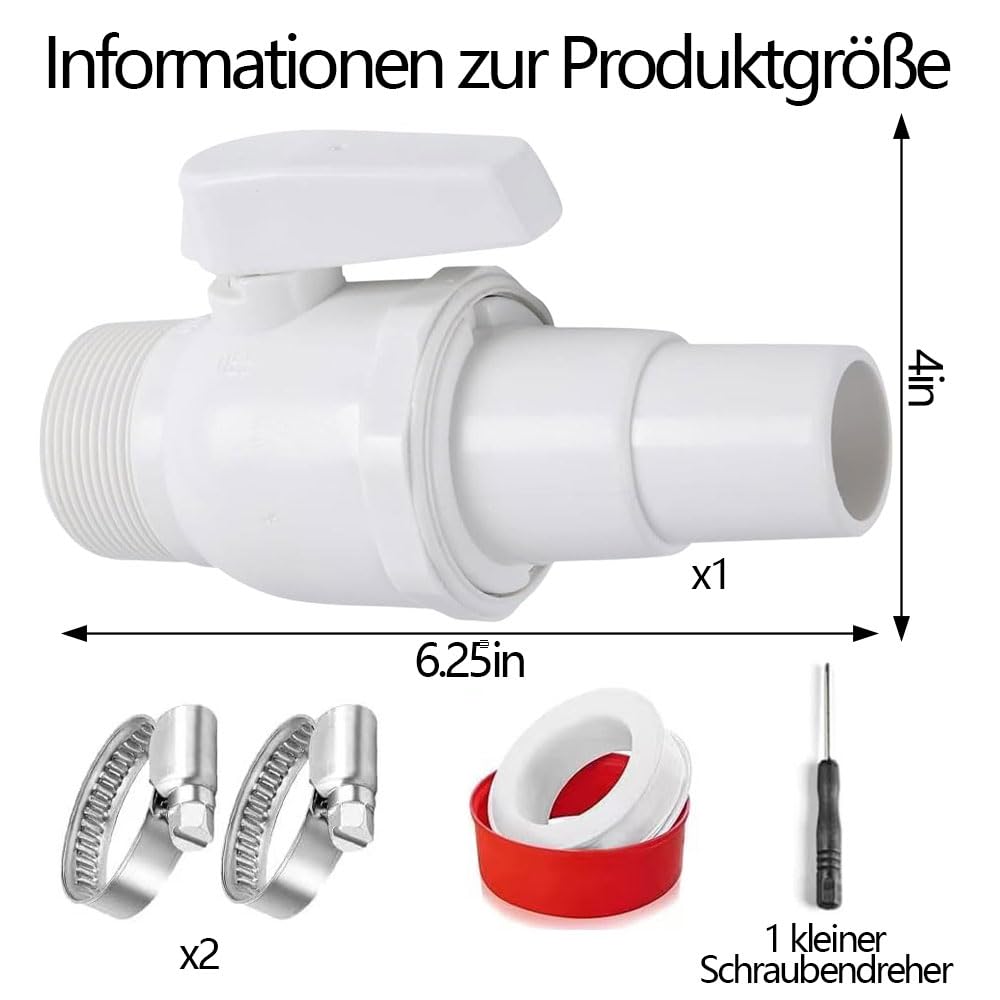 Absperrhahn Pool,Absperrventil Umdrehung für Skimmer,Pool Schlauchadapter,Pool Absperrventil,Absperrhahn Poolschlauch,Pool Zubehör Kolbenventil,Anschluss Pool Pumpe Ersatz für SP0729 Skimmer Filter