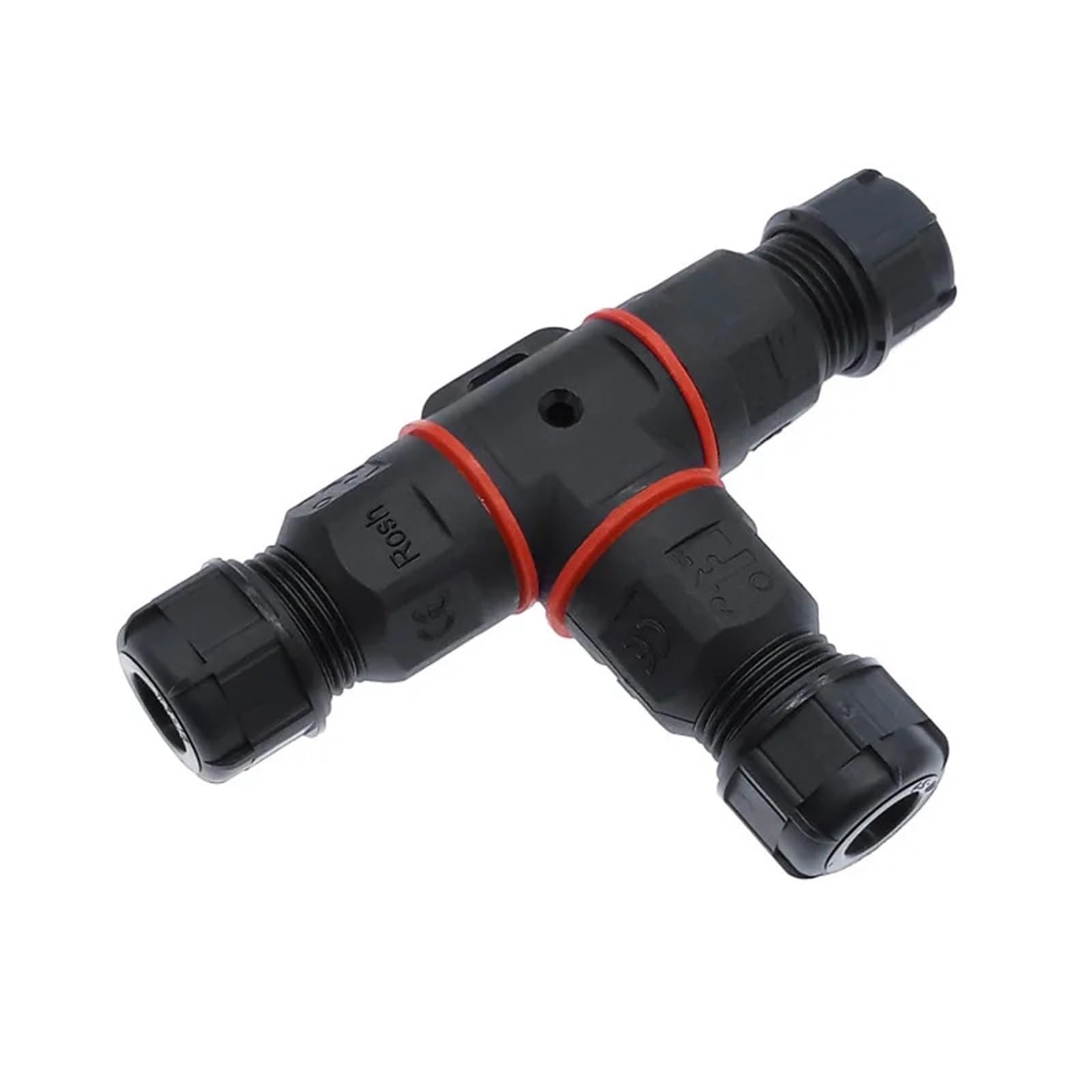 Conector en forma de T de conexión rápida con 3 pines y capacidad de 24A 7