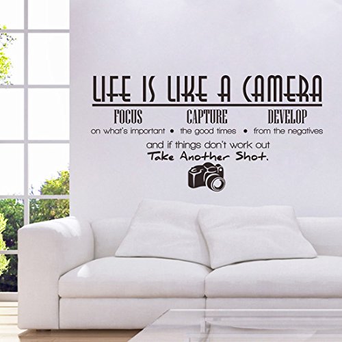 VoberryLife is Like A Camera Wall Sticker Quote Vinyl Room Wall Decal Home Decor Living Room Bedroom Art Wall Stickers Voberry"Life is Like A Camera" Wall Sticker Quote Vinyl Room Wall Decal Home Decor Living Room Bedroom Art Wall Stickers