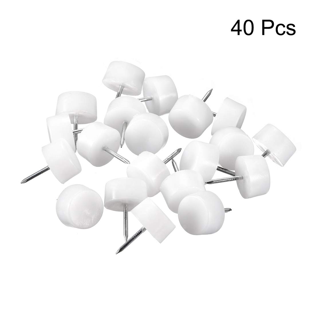 Uxcell Furniture Leg Protectors - 40pcs White Plastic Glide Nails 12mm For Chair Table Floor Protection