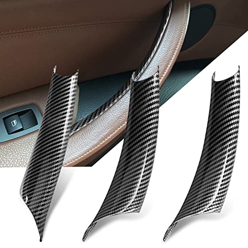 Jaronx Compatible con BMW X5 E70/X6 E71, 3 fundas de manija de puerta para X5 E70 2008-2013, X6 E71 2008-2014, manija de puerta lateral izquierda/derecha (patrón de fibra de carbono)