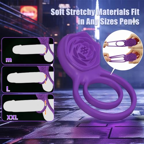vibrating cock ring with rose clitoral stimulator pleasure penis ring vibrator couples adult sex toys for men women 7 vibrations male couple sex toy clitoris vibrator cock rings vibrators for men