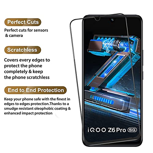 Image of ZARALA Tempered Glass Screen Protector Compatible with iQOO Z6 Pro 5G with Edge to Edge Coverage and Easy Installation kit