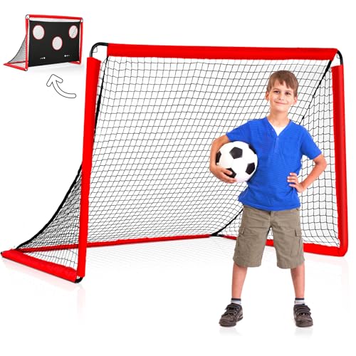 Fussballtor Trainer, 2 in 1 Fussballtor mit Torwand, 180x120x120cm...