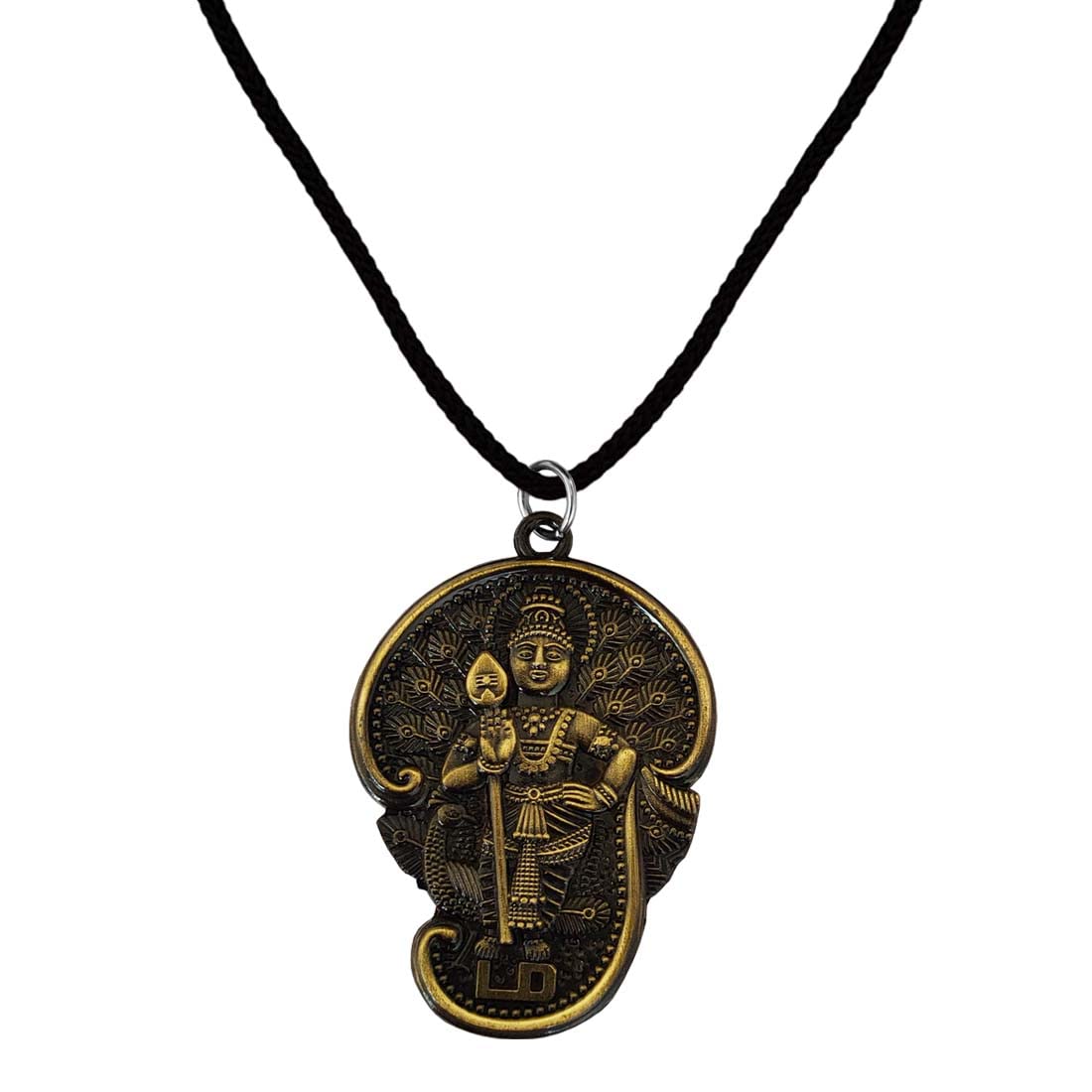 Religious Tamil Om Lord Murugan Kartikeya With Cotton Dori Bronze Zinc And Metal Pendant Necklace For Men And women
