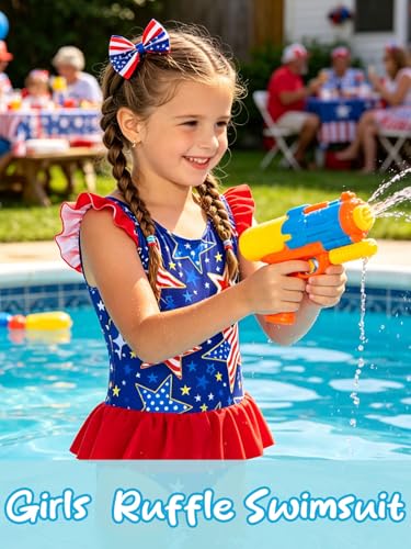 Image of Vieille Toddler Little Girls One Piece Swimsuits Ruffles Bathing Suits Mermaid Dinosaur Swimwear 2-7T