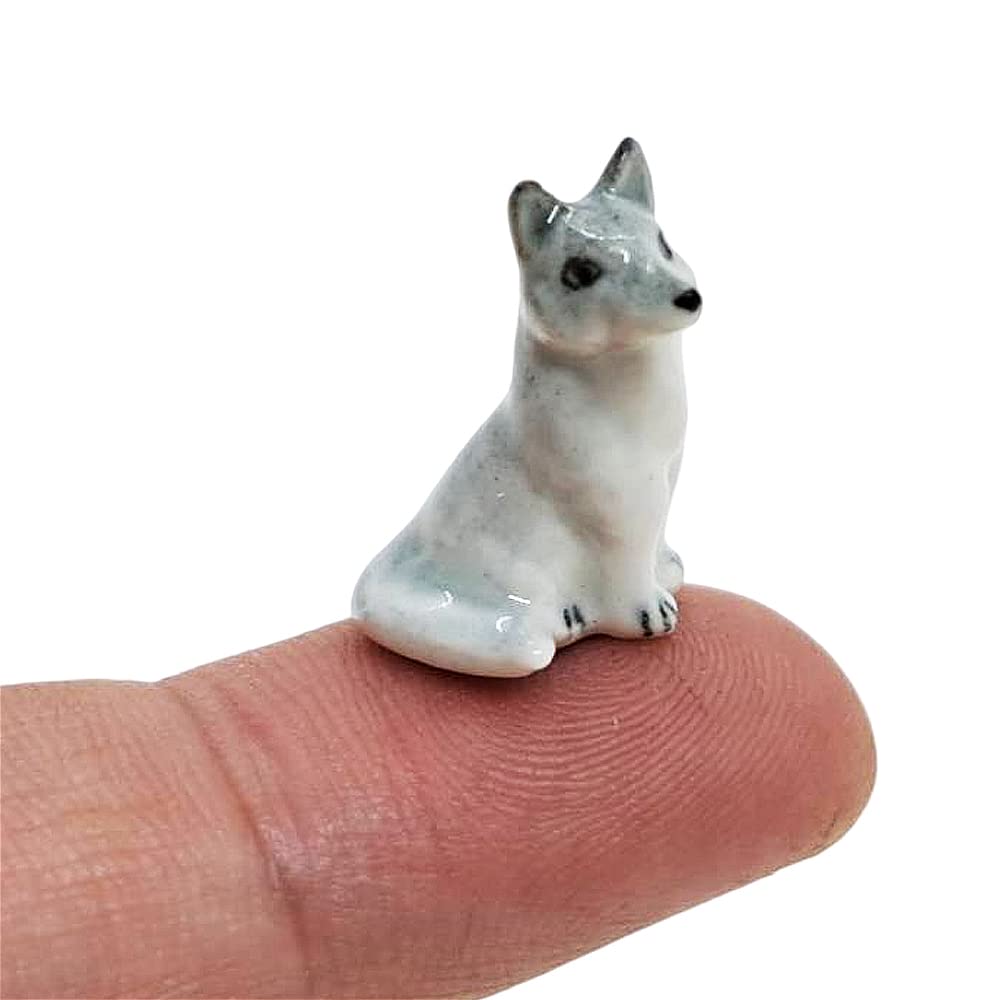 Amazon.com: WitnyStore ¾ Inch Gray Sitting Fox Dog Ceramic