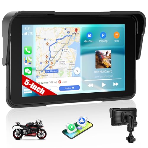 SIXWIN Carplay Motorrad Display für Moto mit Wireless Carplay Android Auto, 5 Zoll HD Touchscreen IP68 Wasserdicht Motorcycle Navigationsgeräte Bluetooth(Horizontal) SIXWIN Carplay Motorrad Display für Moto mit Wireless Carplay Android Auto, 5 Zoll HD Touchscreen IP68 Wasserdicht Motorcycle Navigationsgeräte Bluetooth(Horizontal)