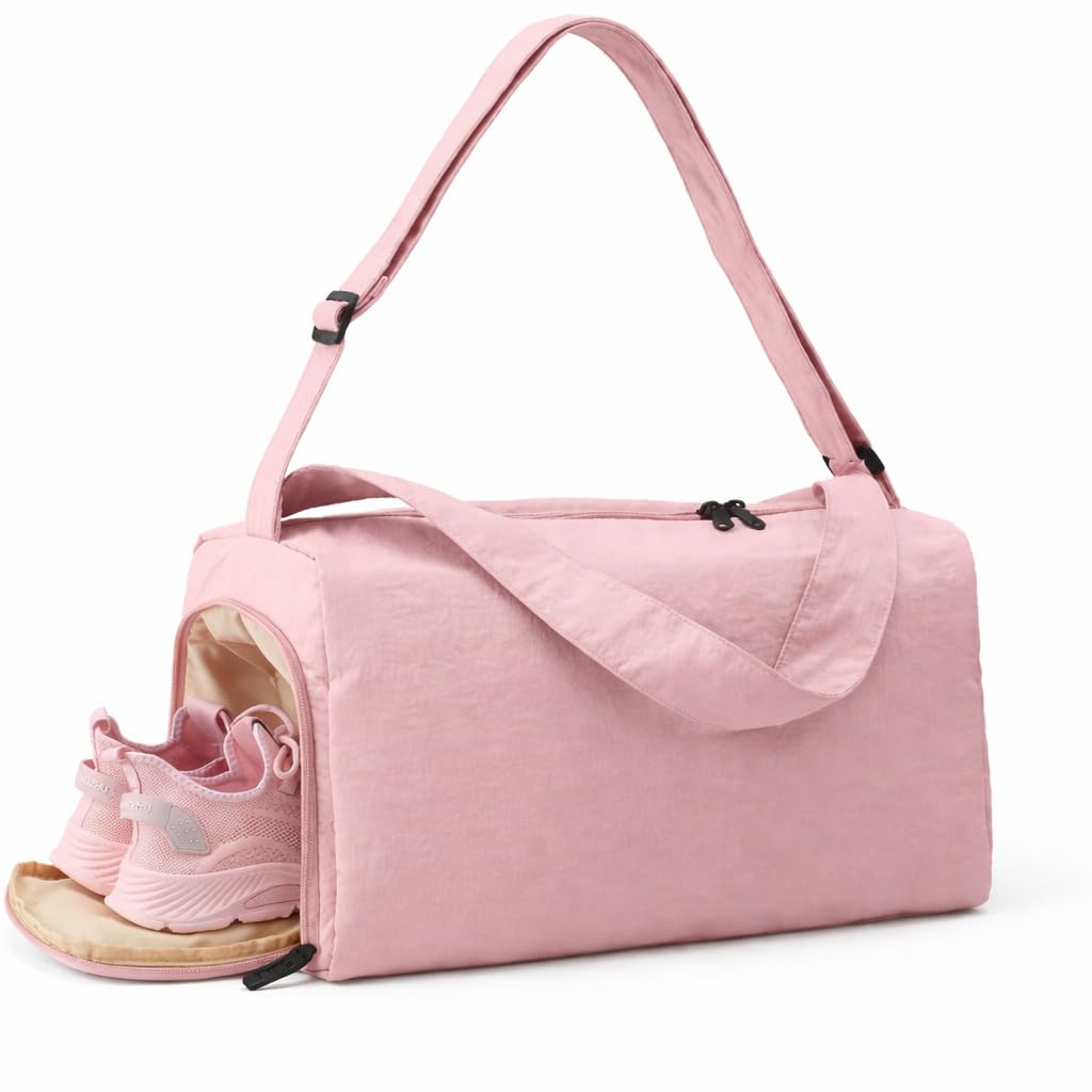 Small Duffle Bags for Travel for Women - Multifunctional Gym Bag with Shoe Compartment, Waterproof and Adjustable Shoulder Strap, Small Gym Bag for Women and Travel Shoulder Bag (Pink)-image-1
