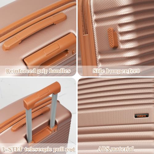 Image of Cobens Luggage Sets 5 Piece, Suitcases with Wheels, 20 inch /24 inch /28 inch,RoseGold