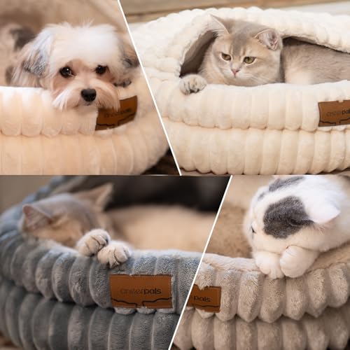 CheerPals Katzenbett mit Deckel 50cm, Waschbar Kuschelhöhle, Winterversteck mit Hochelastischer Schlafkissen für Alle Katze