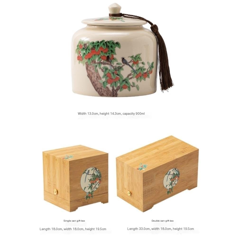 Scatola da tè Contenitore creativo for la conservazione del tè sfuso Barattolo in ceramica sigillato Set da tè cinese Barattolo singolo/doppio Barattolo Set regalo Contenitore per il tè(Single can)
