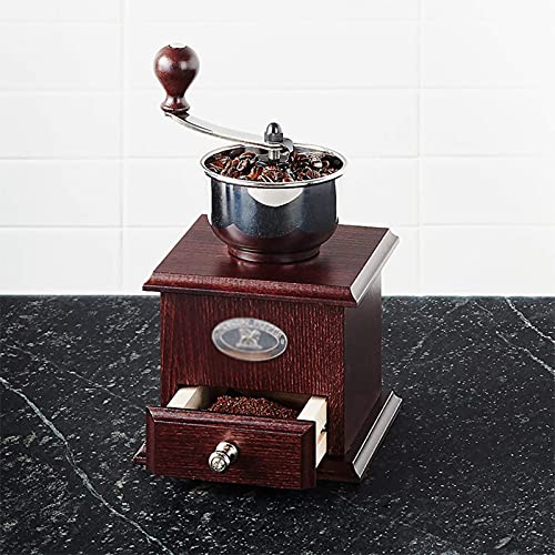 MFJFHK Grat-Kaffeemühle Manuelle Kaffeemühle im Alten Stil, Einstellbare Mahlung, Farbe: Schokolade, – Bild 4