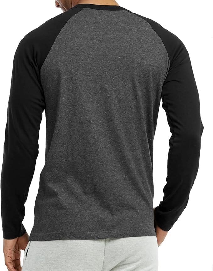 Image of R Cube Men's Henley Shirts Raglan Long Sleeve Casual Slim Fit Lightweight Fashion T-Shirts